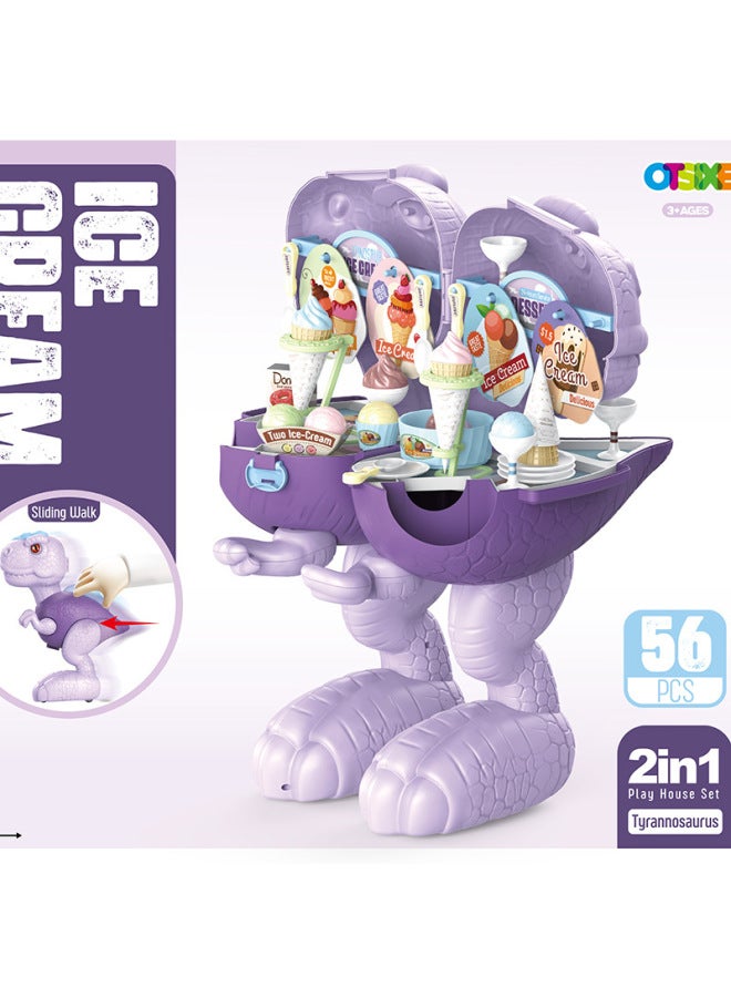Children's Cooking Tableware Medical Tools Beauty Supermarket Sliding Tyrannosaurus Storage Suit Simulation Play House Toys-Specifications:1368B04 - Image 4